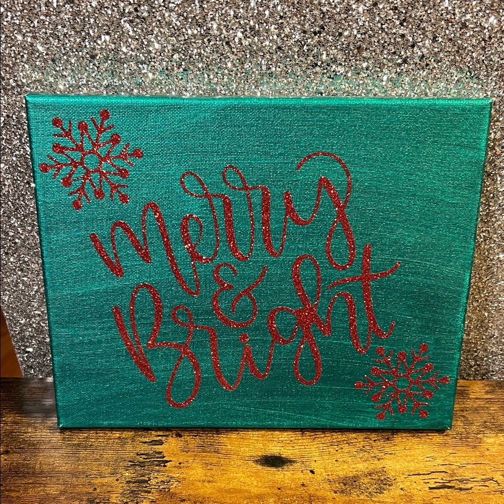 Merry & Bright Holiday Canvas Decor - Green and Red
